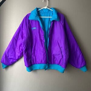 Columbia sz L reversible 90s‎ Vintage purple green puffer jacket
